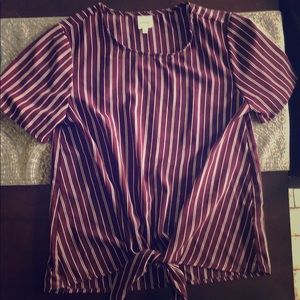 Tie-front burgundy top